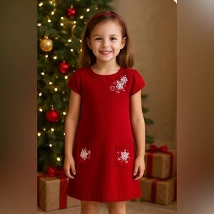 Oudu Fashion Women/Girl Red Knit Dress Angora Lamswood Christmas Size 11